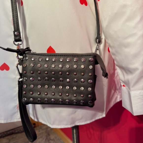 Charming Charlie Gunmetal Rhinestone and Studded Small Crossbody bag - Picture 11 of 11